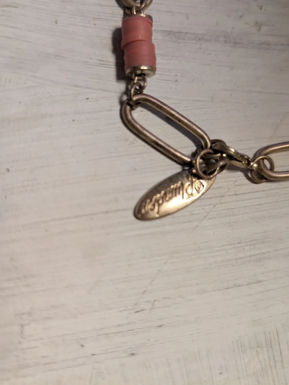 Plunder Gold-Tone Chain Bracelet with Coral Orange Discs - Picture 5 of 11